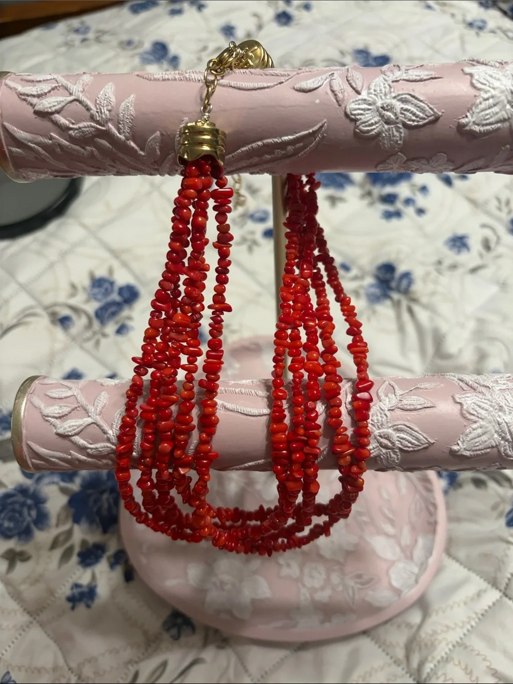American West Vintage Relios Carolyn Pollack Coral Nugget 5 strand Necklace